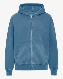 Organic Oversized Zip Hood - Faded Indigo