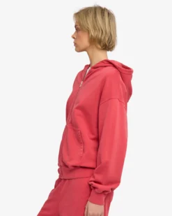 Organic Oversized Zip Hood - Faded Red