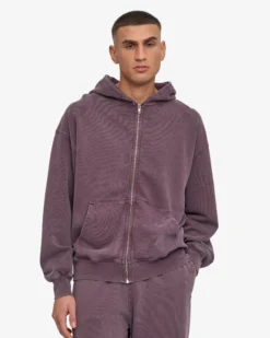 Organic Oversized Zip Hood - Faded Grape