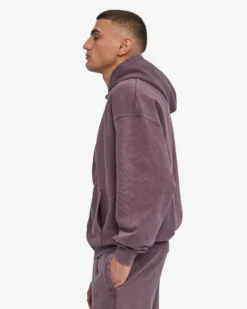 Organic Oversized Zip Hood - Faded Grape