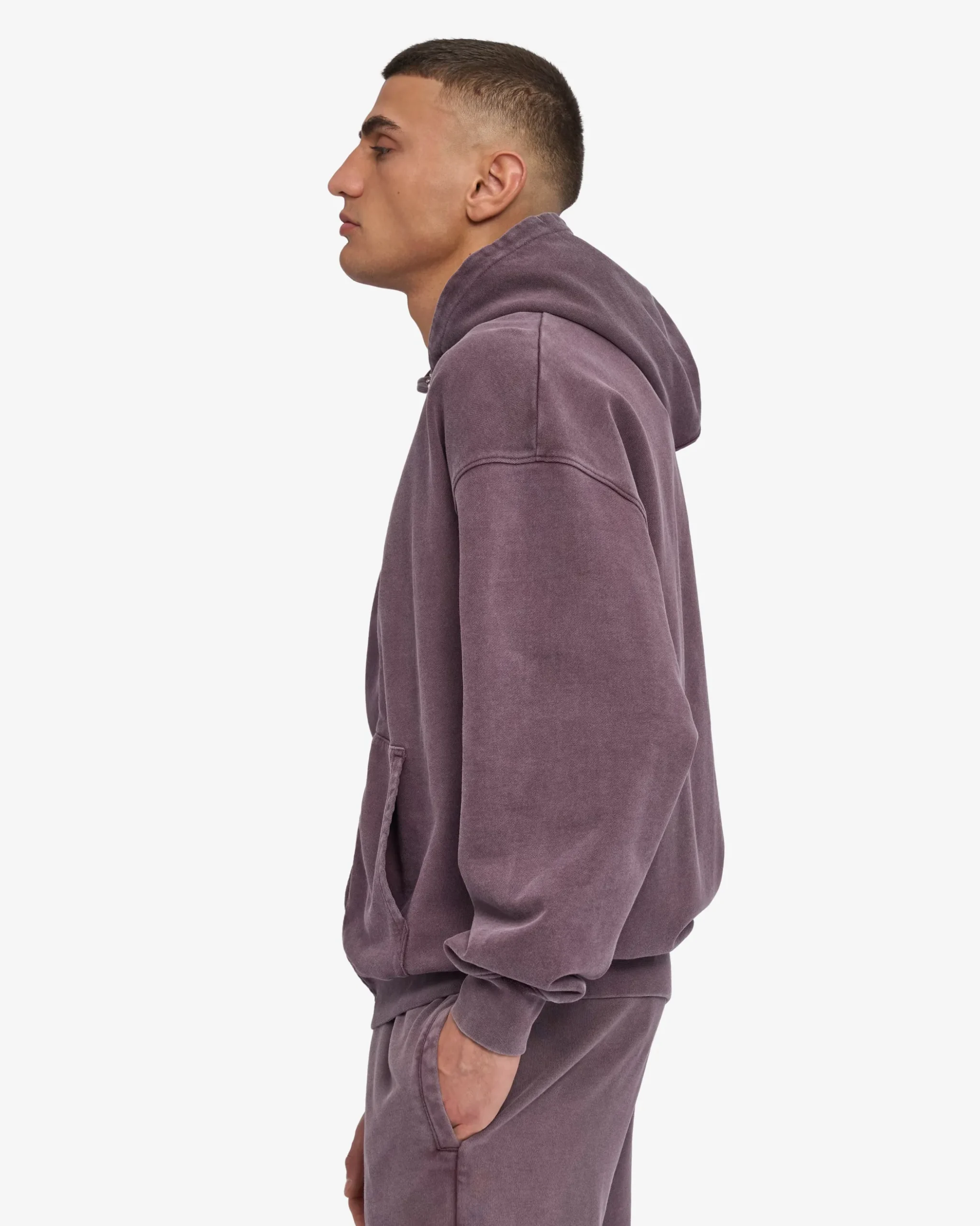 Organic Oversized Zip Hood - Faded Grape