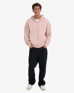 Organic Oversized Zip Hood - Faded Pink