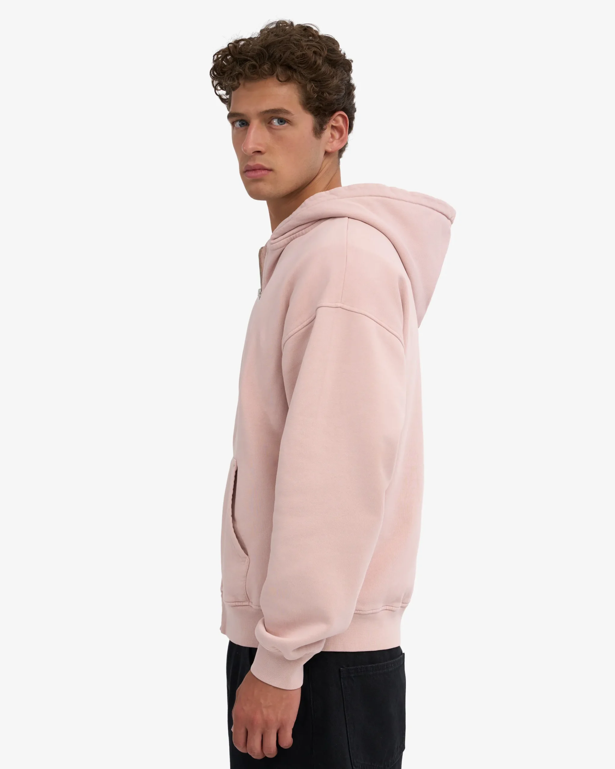 Organic Oversized Zip Hood - Faded Pink