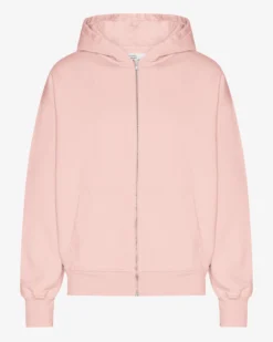 Organic Oversized Zip Hood - Faded Pink