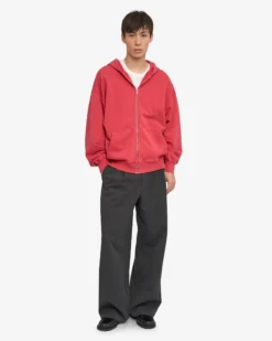 Organic Oversized Zip Hood - Faded Red