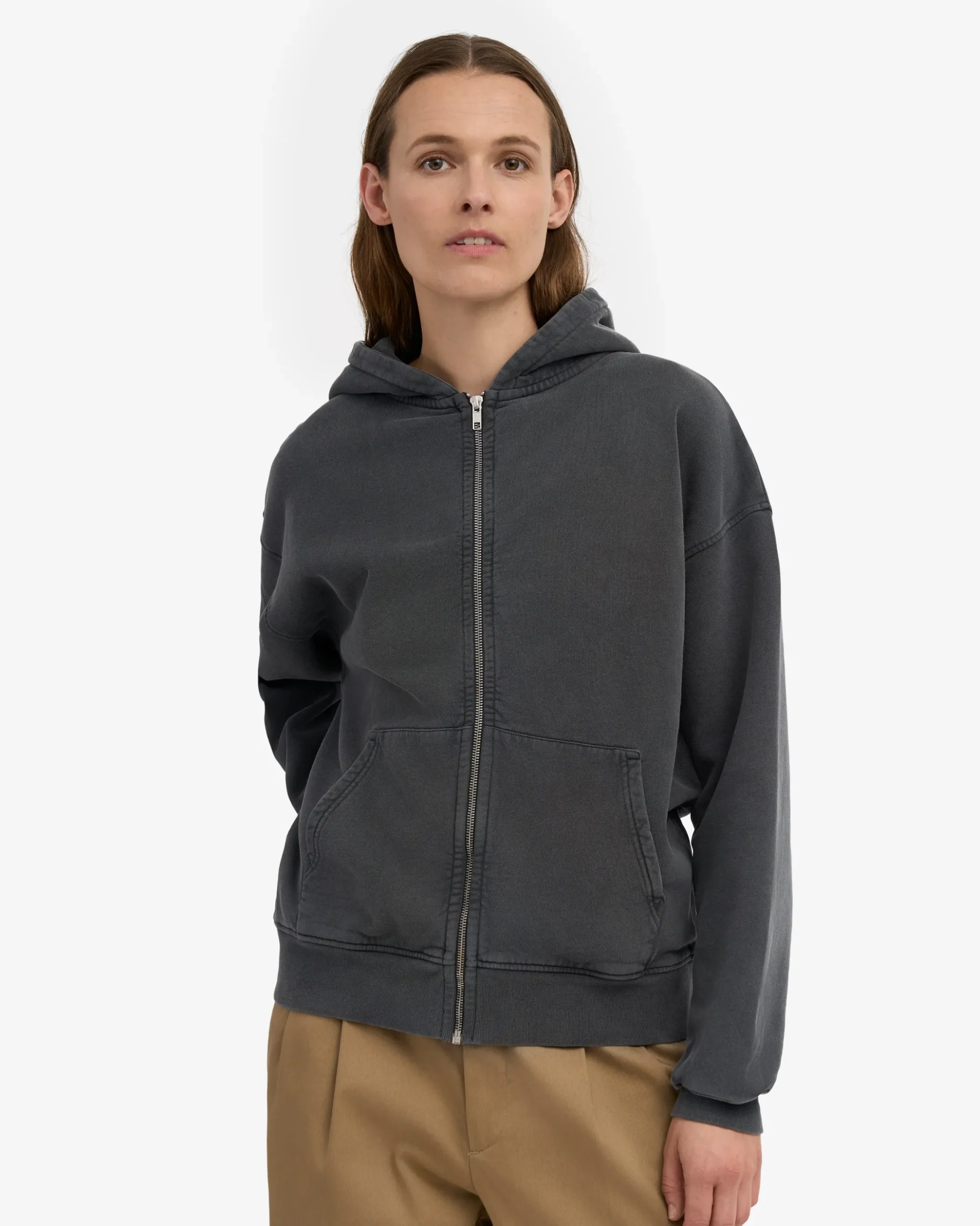 Organic Oversized Zip Hood - Faded Black