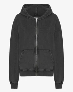 Organic Oversized Zip Hood - Faded Black