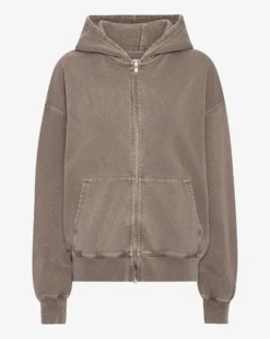 Organic Oversized Zip Hood - Faded Khaki