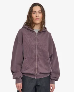 Organic Oversized Zip Hood - Faded Grape