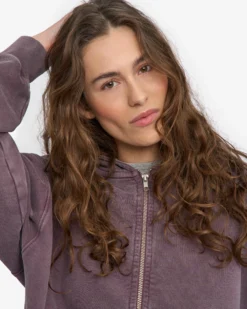 Organic Oversized Zip Hood - Faded Grape