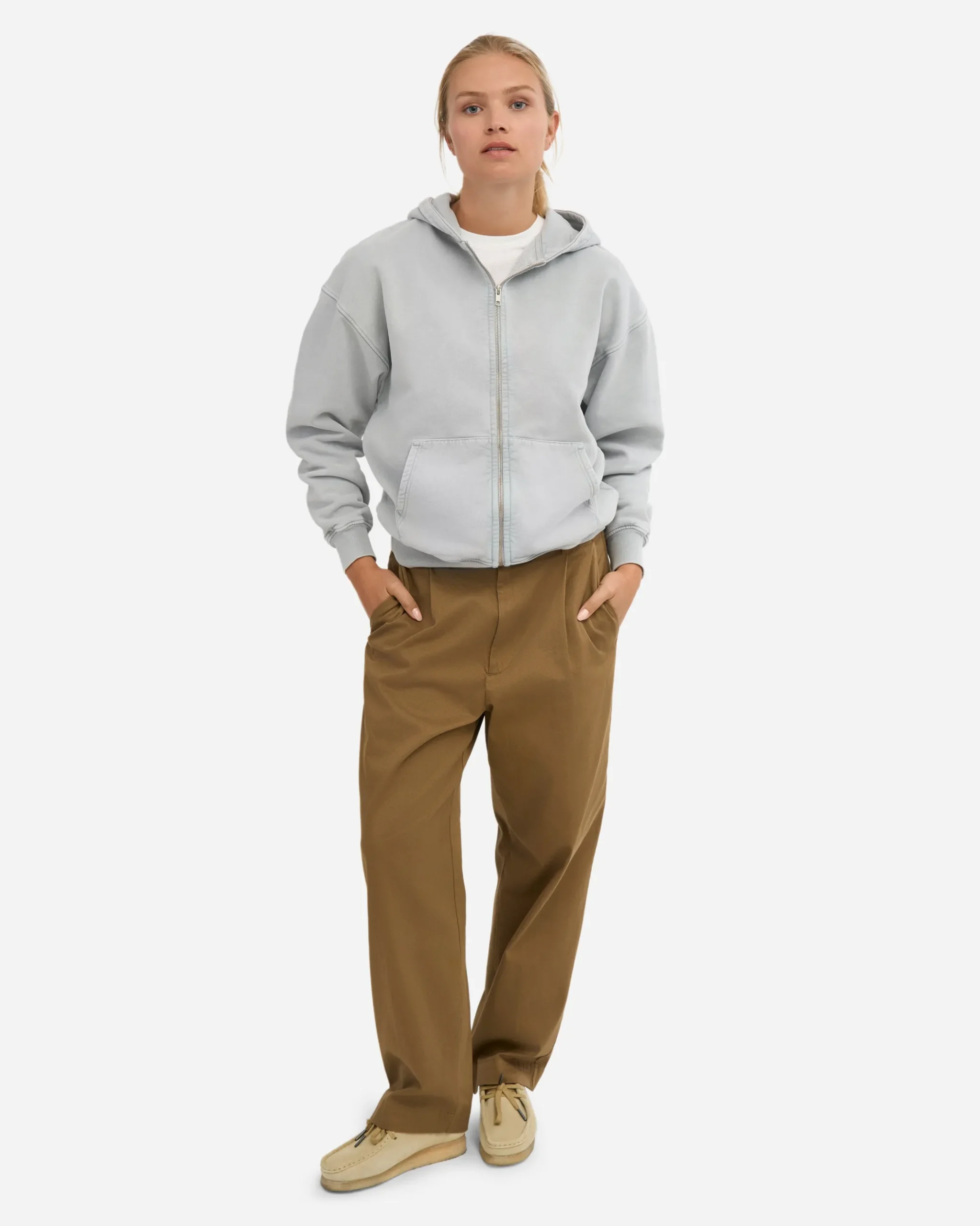 Organic Oversized Zip Hood - Faded Grey