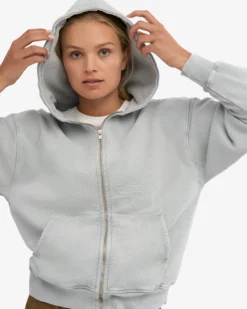 Organic Oversized Zip Hood - Faded Grey
