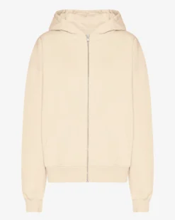 Organic Oversized Zip Hood - Ivory White