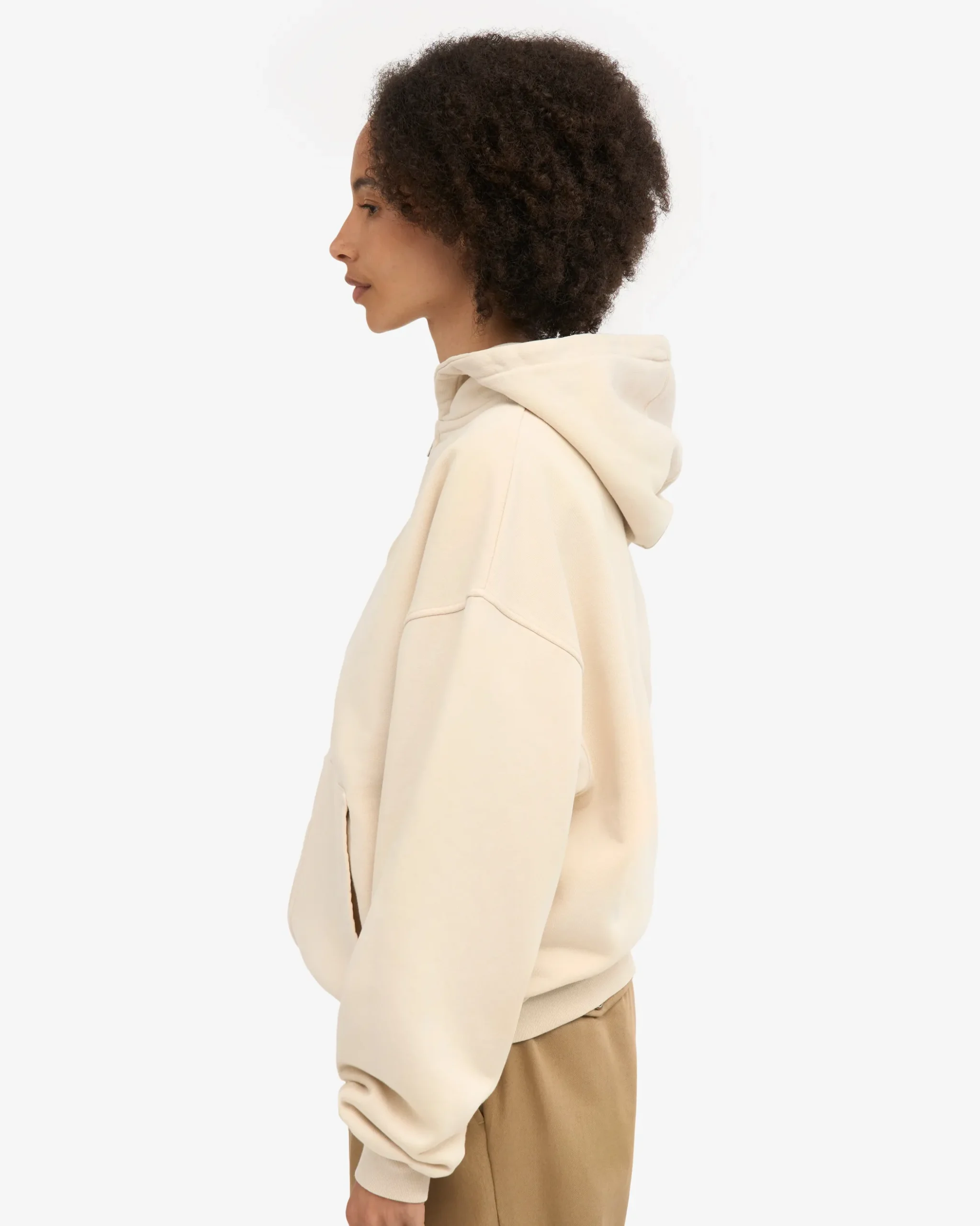 Organic Oversized Zip Hood - Ivory White