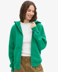 Organic Oversized Zip Hood - Kelly Green
