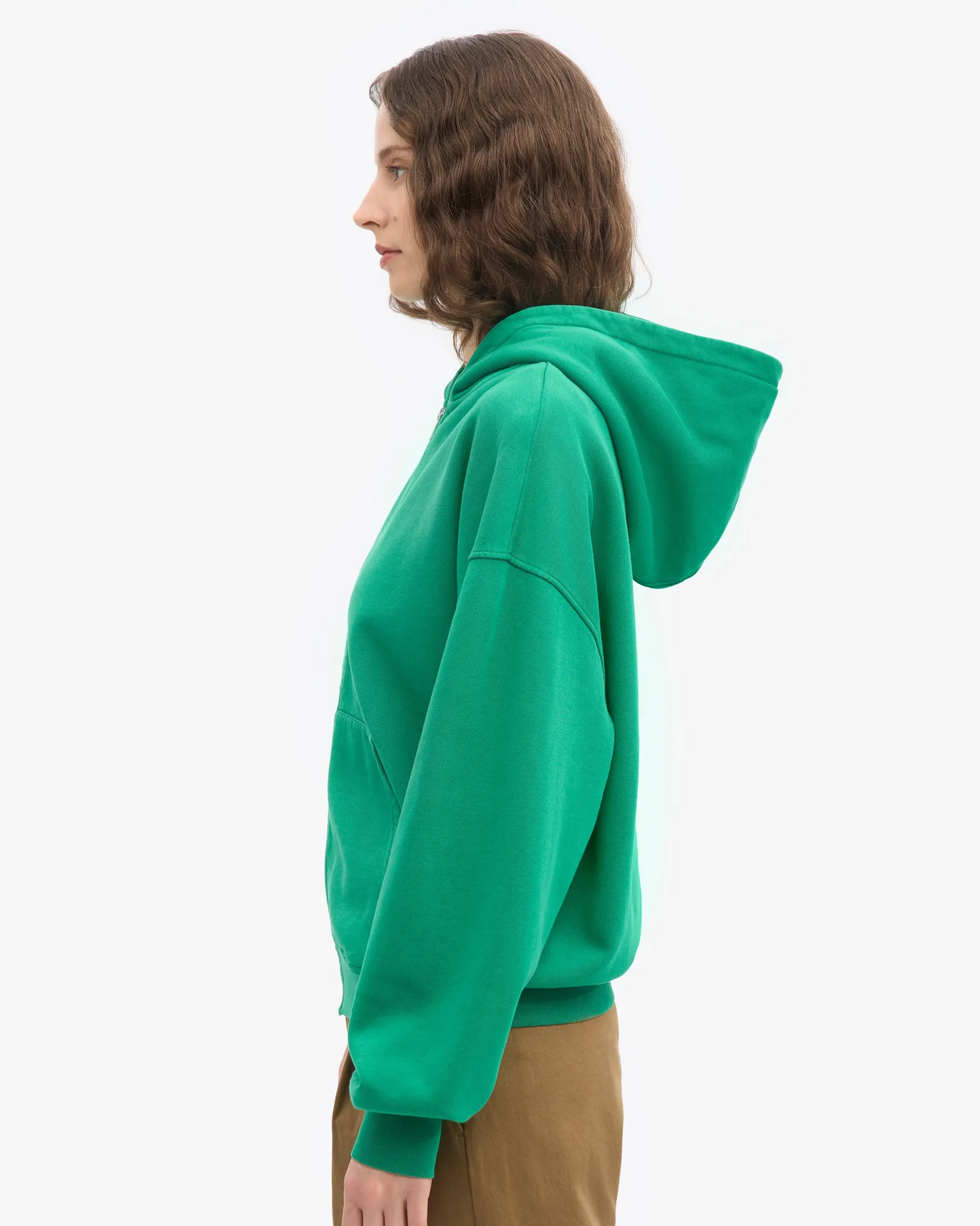 Organic Oversized Zip Hood - Kelly Green