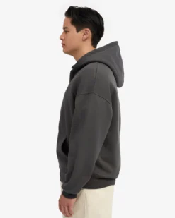 Organic Oversized Zip Hood - Lava Grey