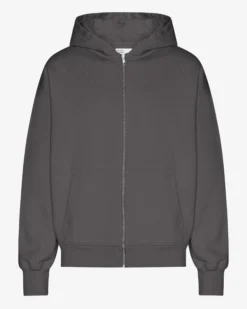 Organic Oversized Zip Hood - Lava Grey