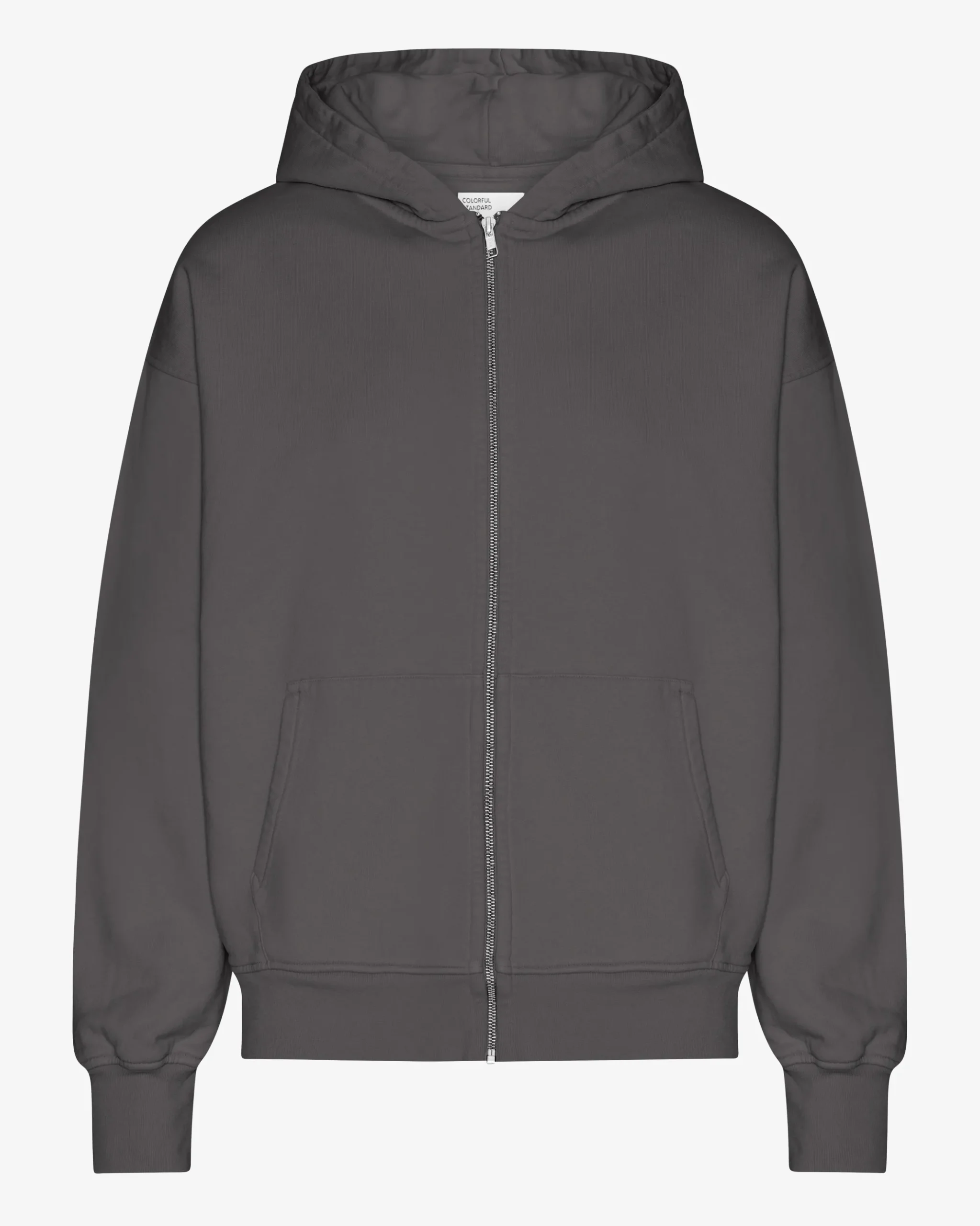 Organic Oversized Zip Hood - Lava Grey