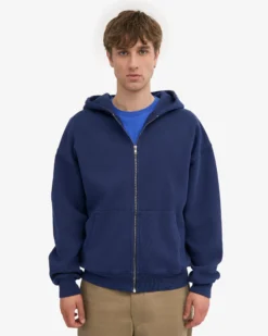 Organic Oversized Zip Hood - Marine Blue
