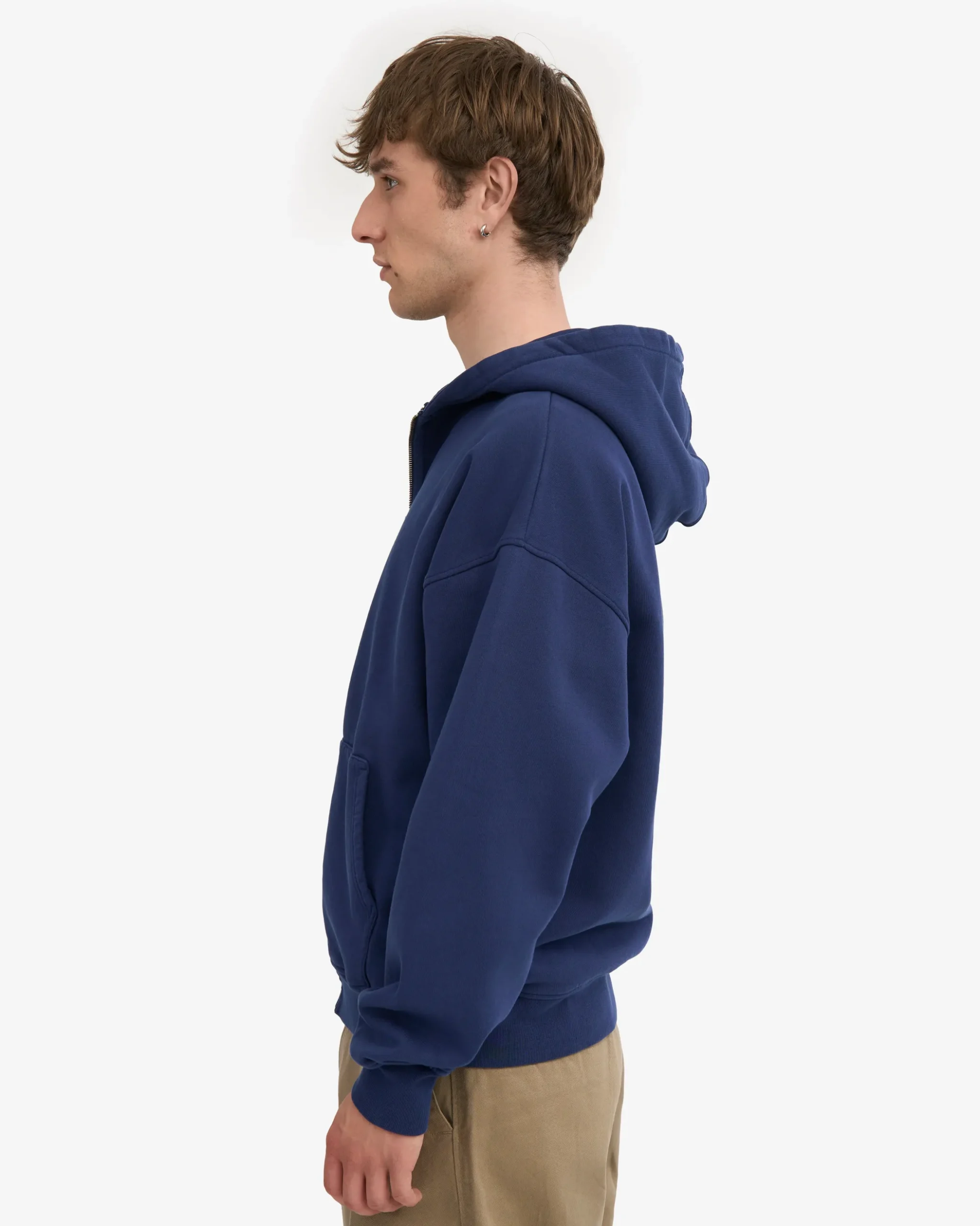 Organic Oversized Zip Hood - Marine Blue