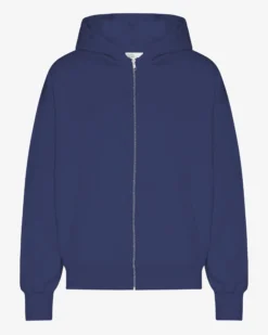 Organic Oversized Zip Hood - Marine Blue