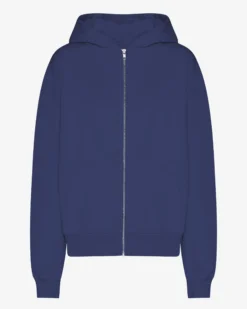 Organic Oversized Zip Hood - Marine Blue