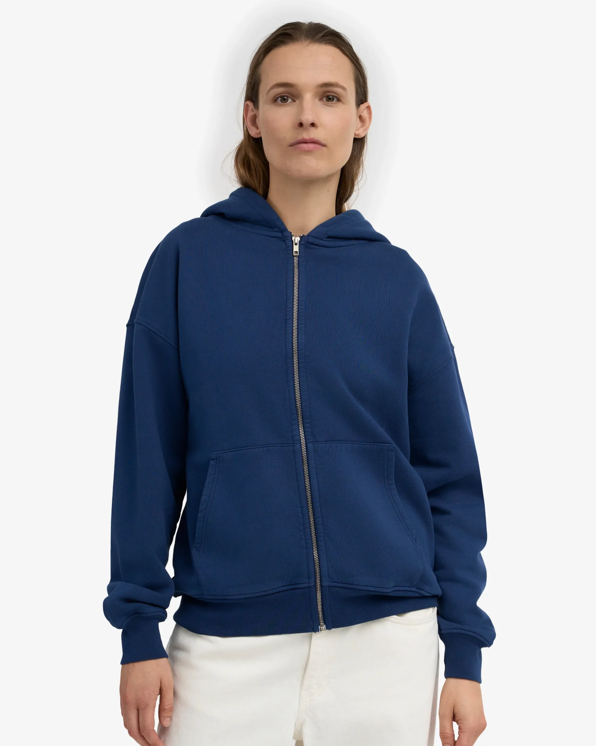 Organic Oversized Zip Hood - Marine Blue