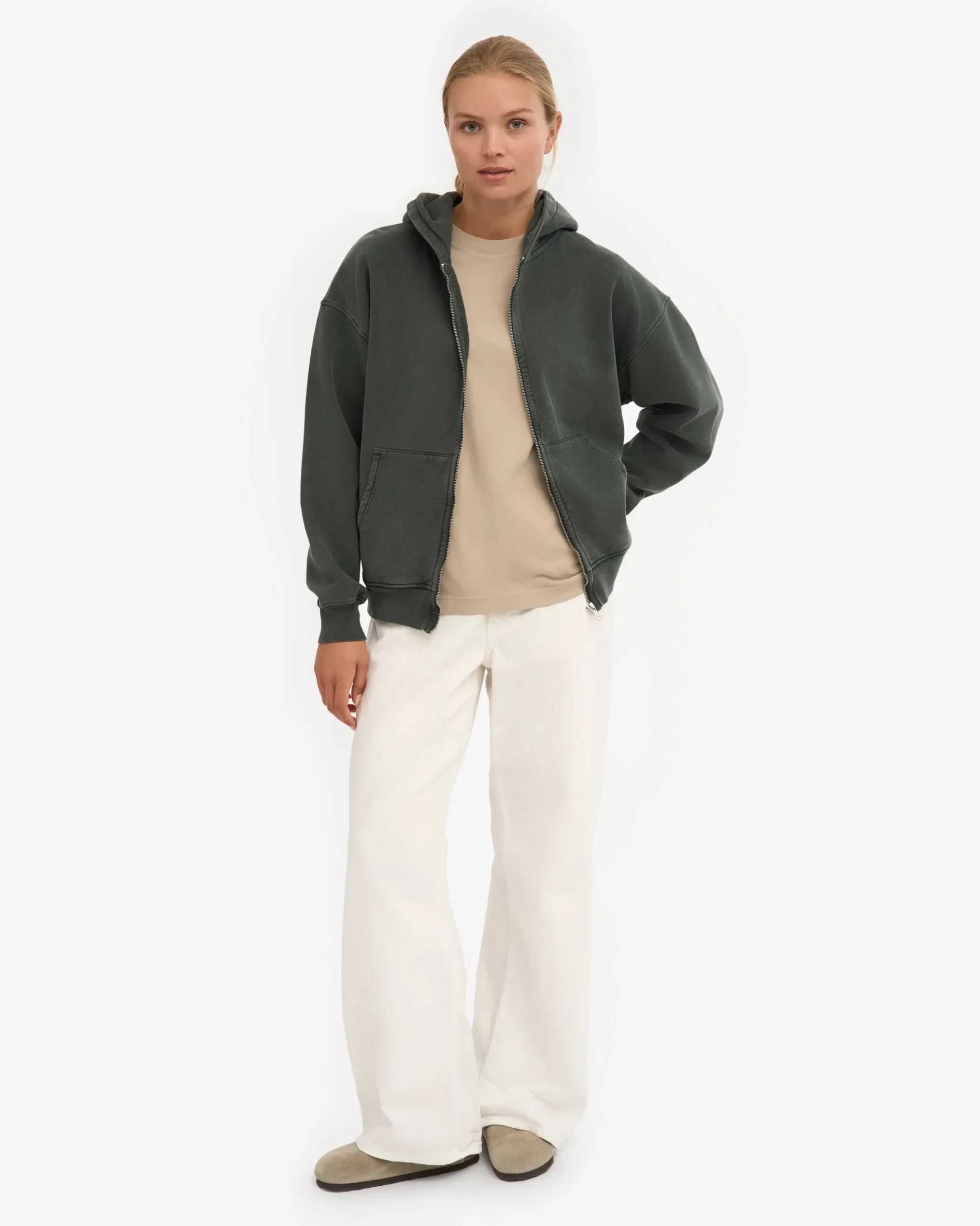 Organic Oversized Zip Hood - Midnight Forest