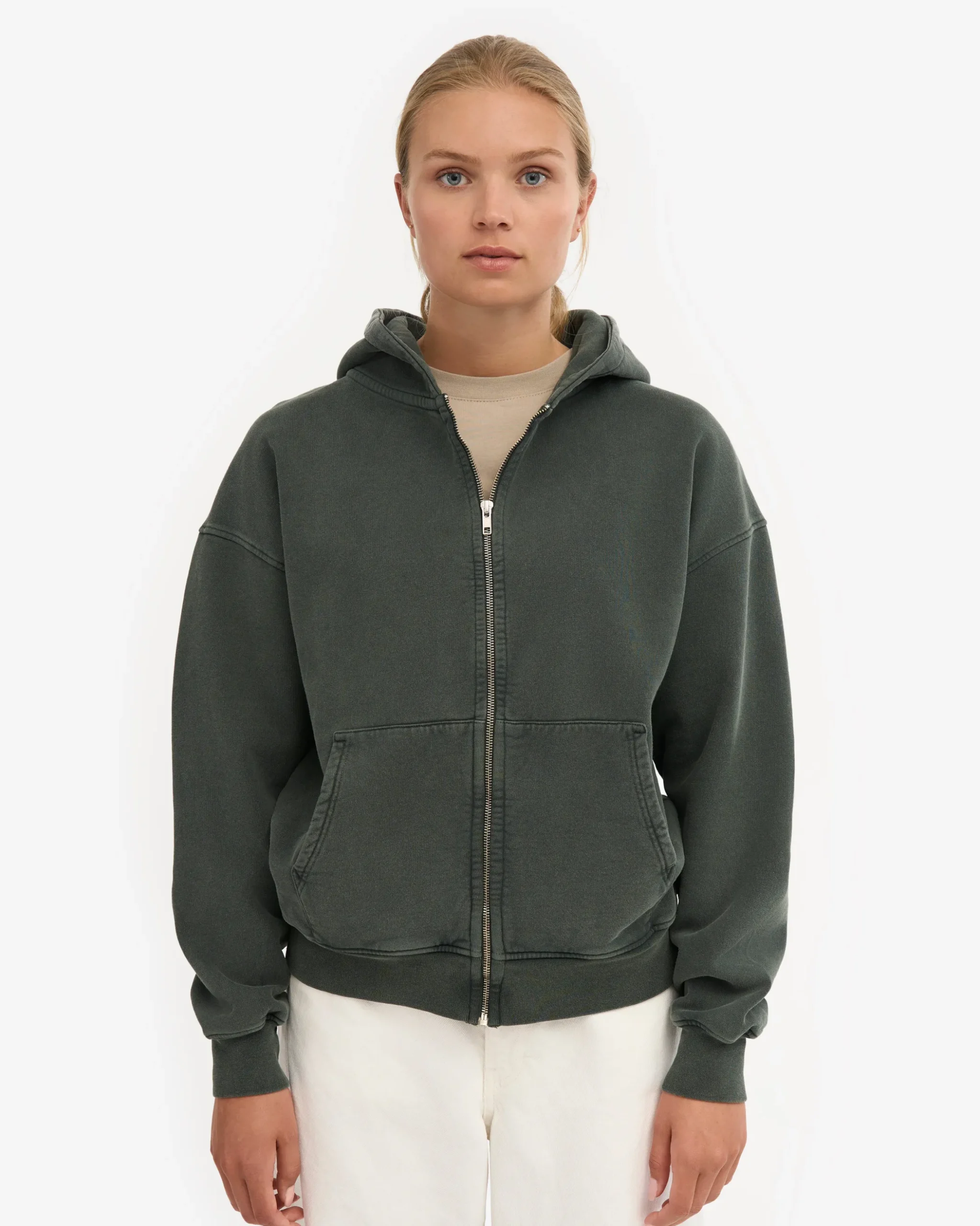 Organic Oversized Zip Hood - Midnight Forest