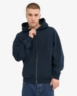 Organic Oversized Zip Hood - Navy Blue