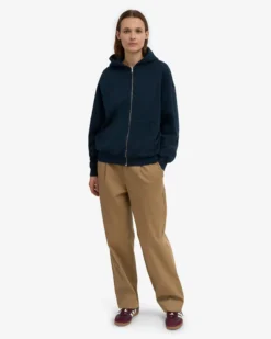 Organic Oversized Zip Hood - Navy Blue