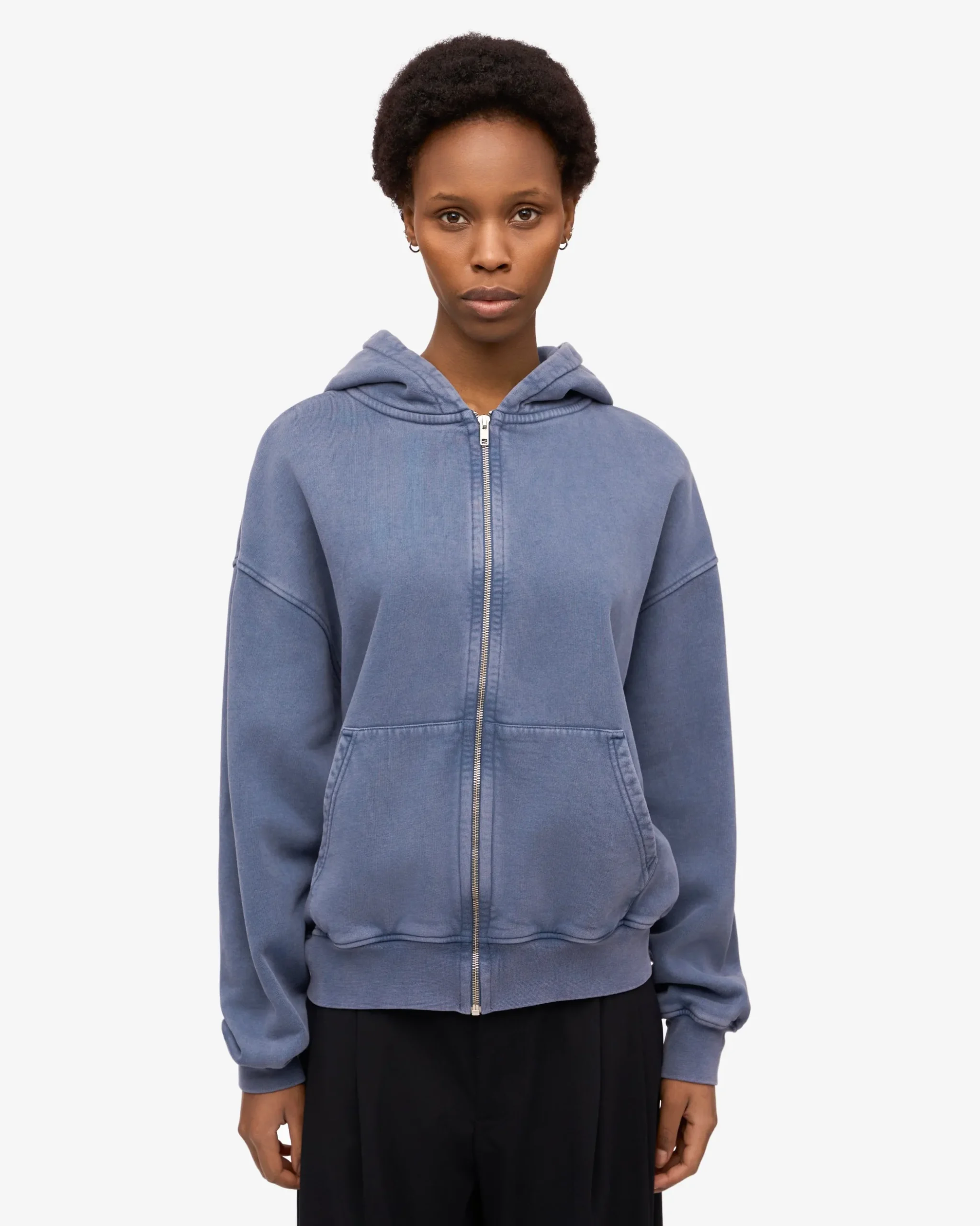 Organic Oversized Zip Hood - Neptune Blue