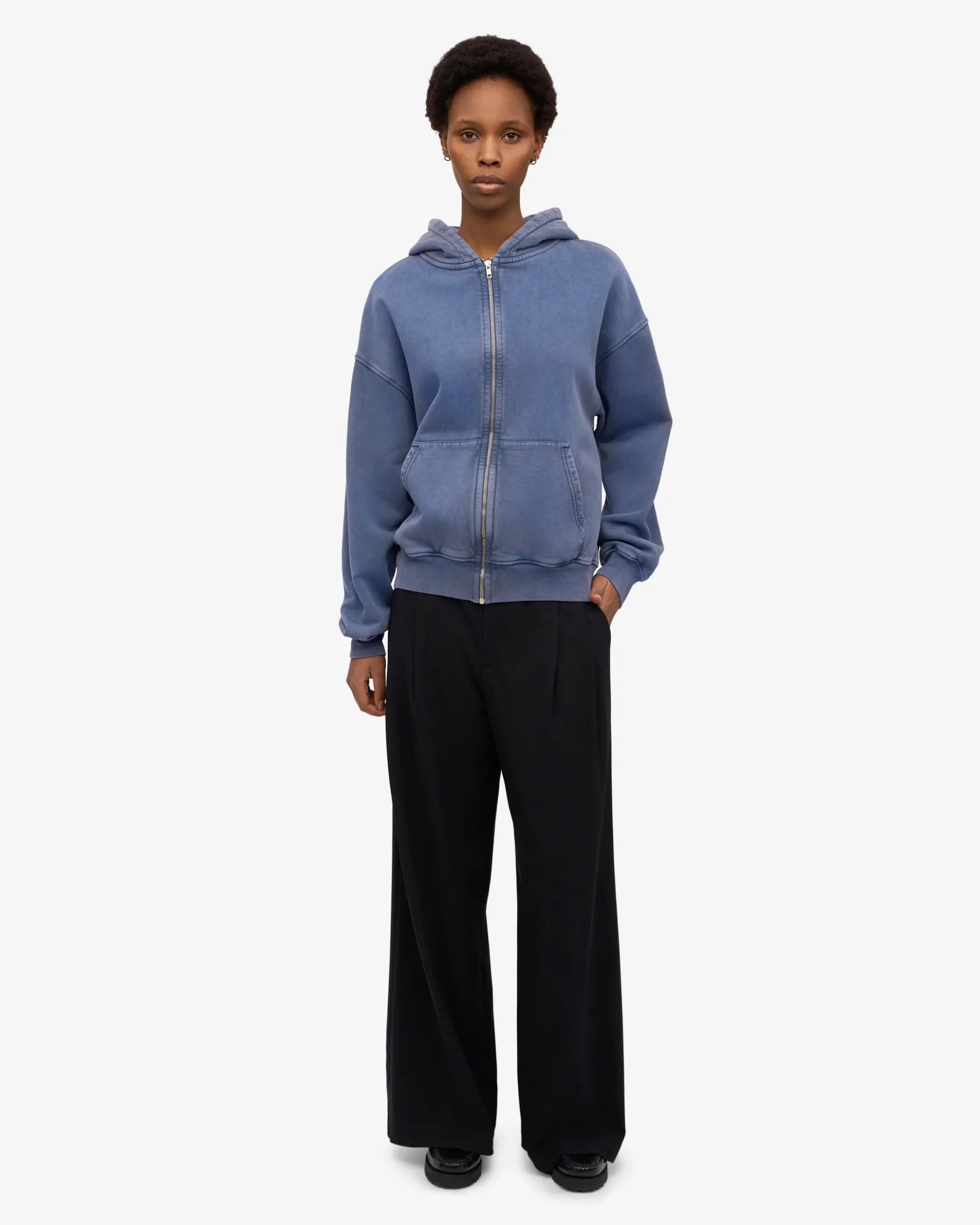 Organic Oversized Zip Hood - Neptune Blue