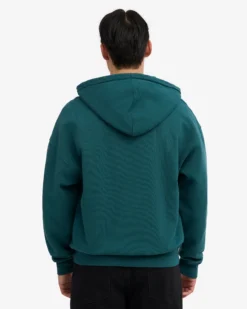 Organic Oversized Zip Hood - Ocean Green