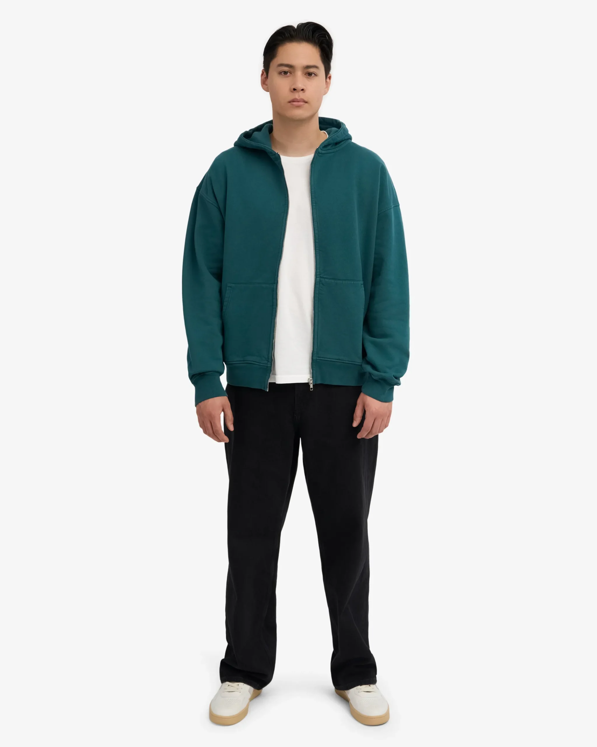 Organic Oversized Zip Hood - Ocean Green