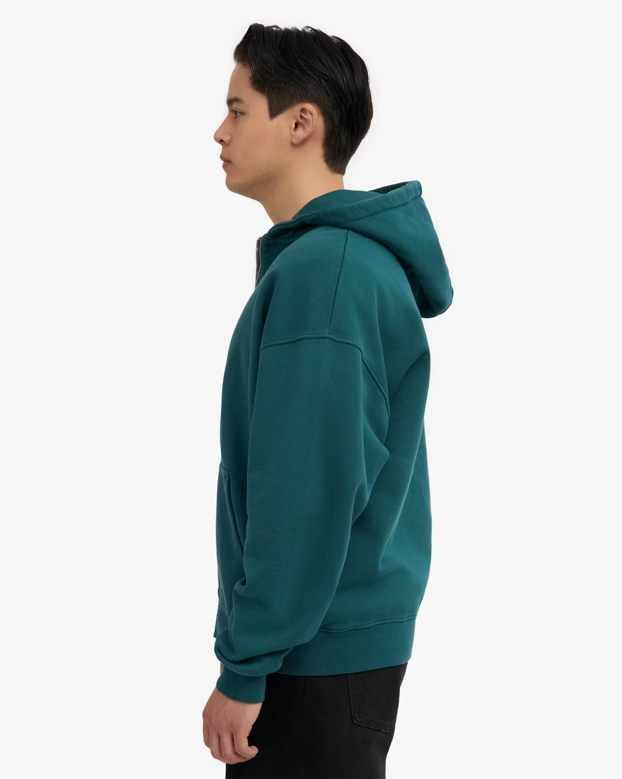 Organic Oversized Zip Hood - Ocean Green