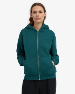 Organic Oversized Zip Hood - Ocean Green