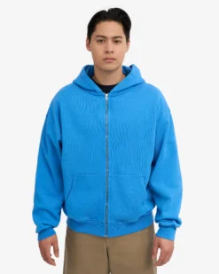 Organic Oversized Zip Hood - Pacific Blue
