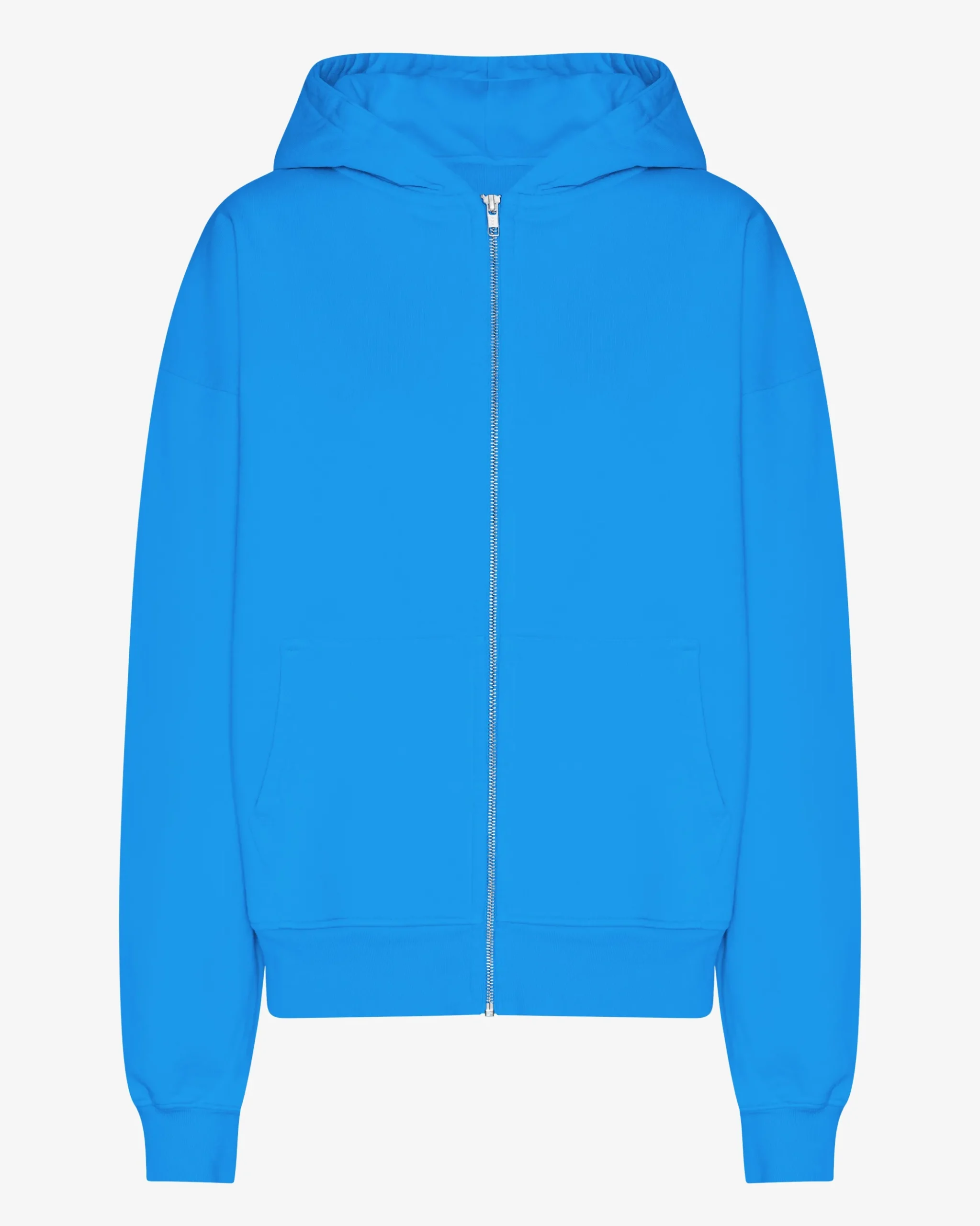 Organic Oversized Zip Hood - Pacific Blue