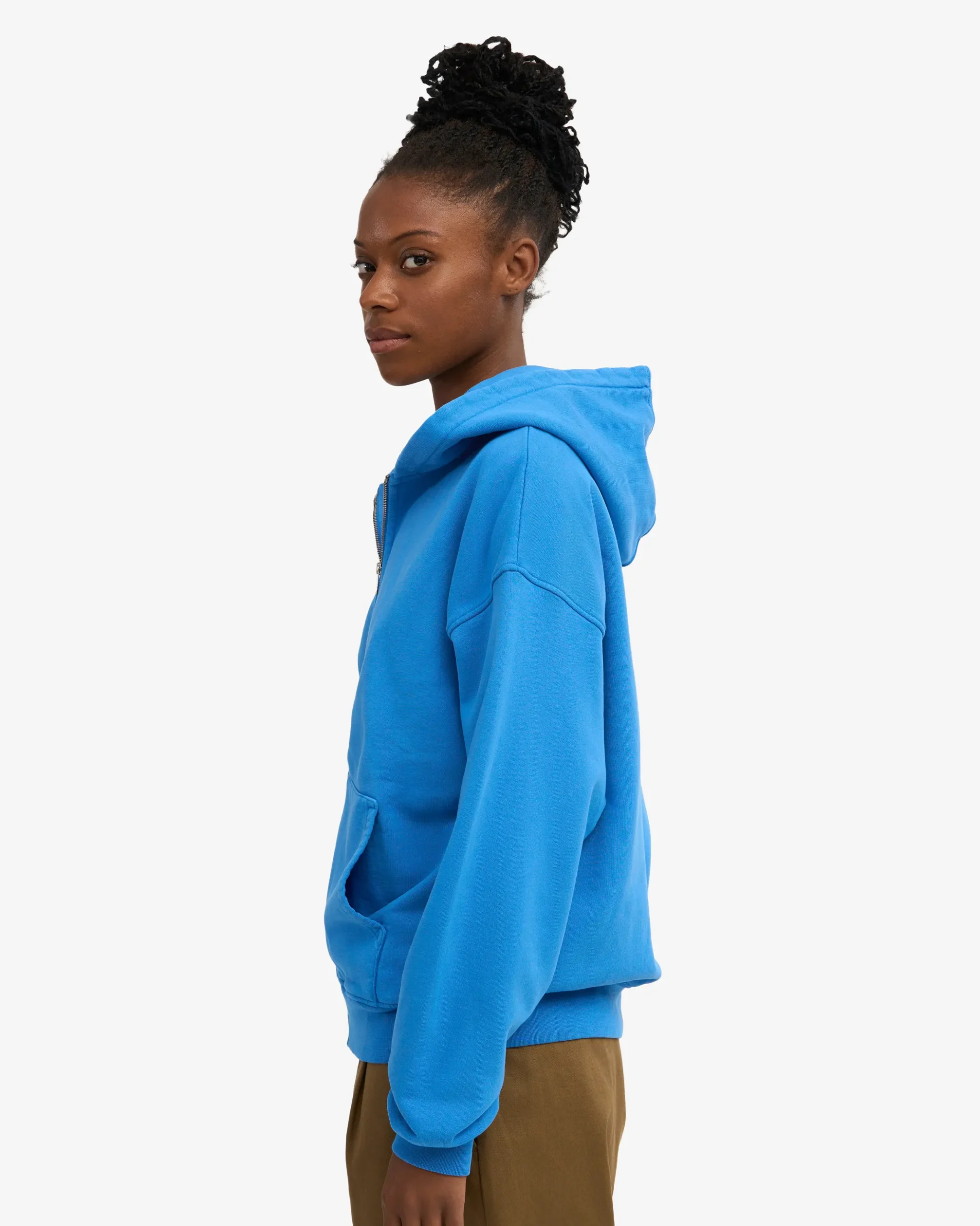 Organic Oversized Zip Hood - Pacific Blue