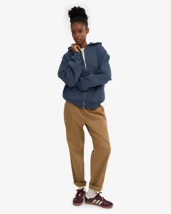 Organic Oversized Zip Hood - Petrol Blue