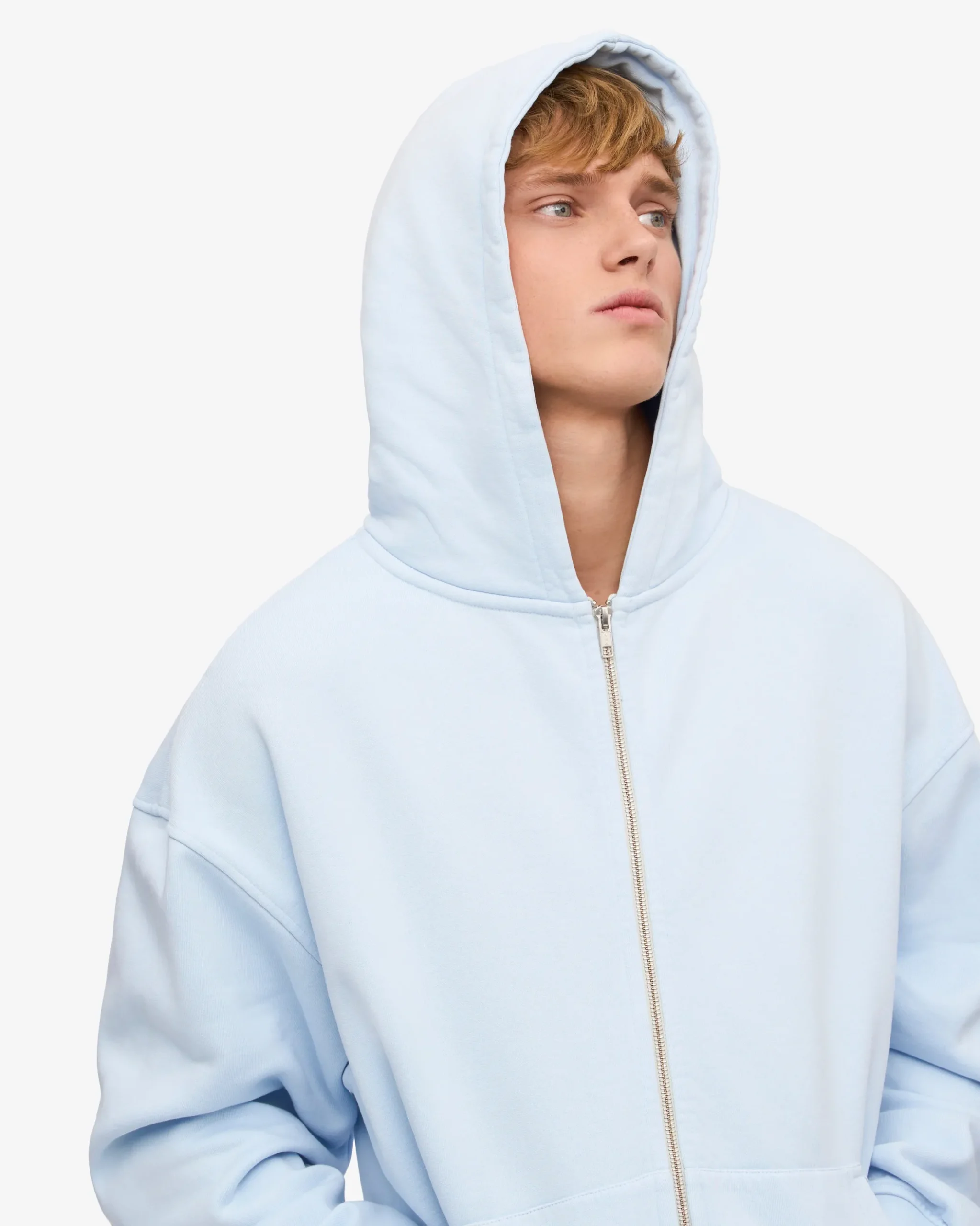 Organic Oversized Zip Hood - Polar Blue