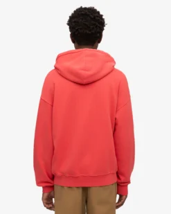Organic Oversized Zip Hood - Red Tangerine