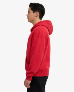 Organic Oversized Zip Hood - Scarlet Red