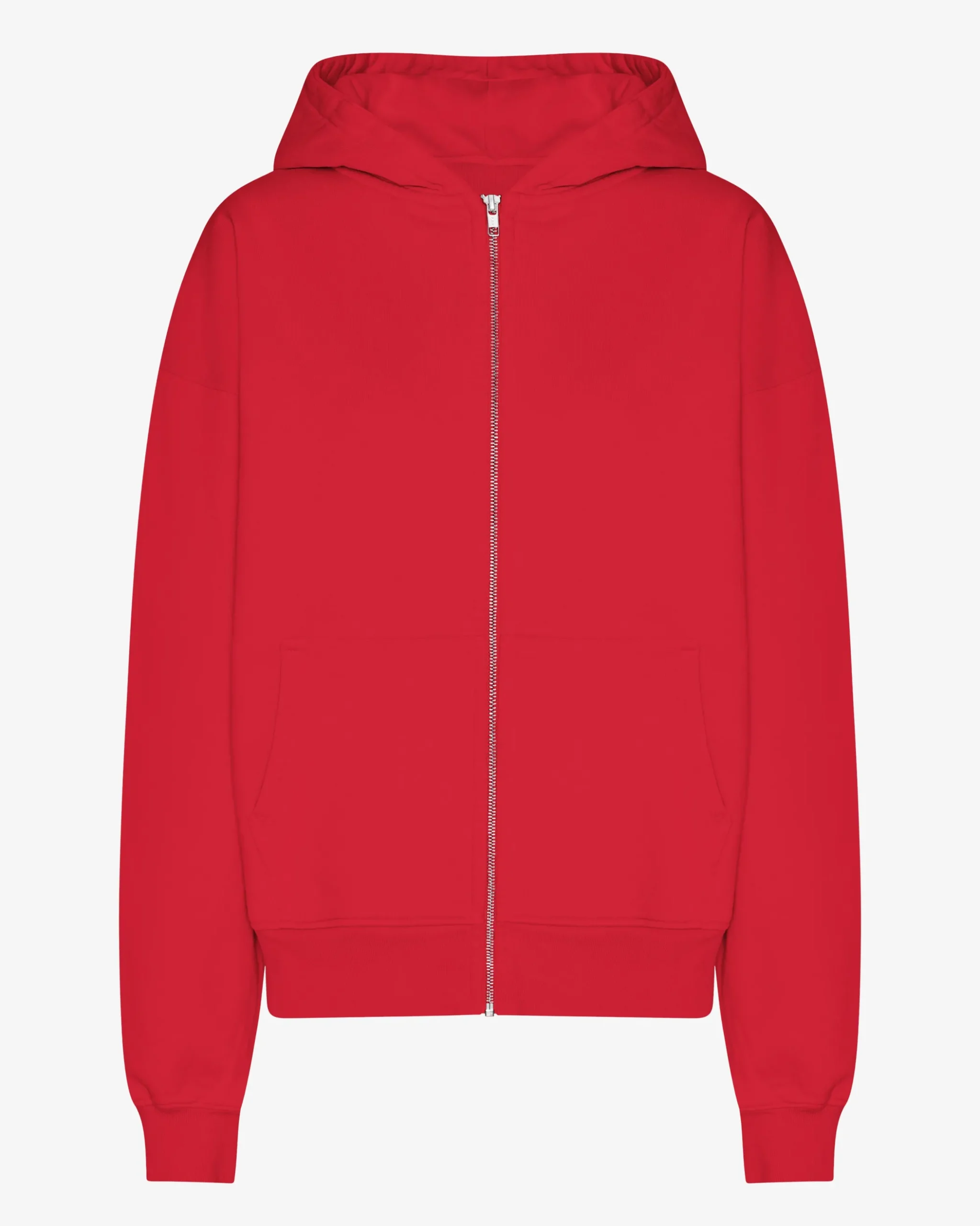 Organic Oversized Zip Hood - Scarlet Red