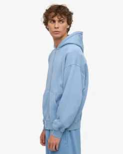Organic Oversized Zip Hood - Seaside Blue
