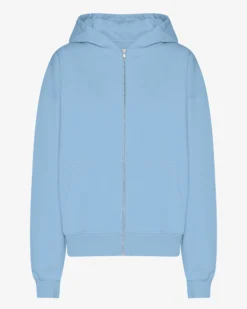 Organic Oversized Zip Hood - Seaside Blue