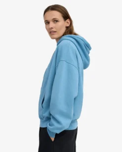 Organic Oversized Zip Hood - Seaside Blue