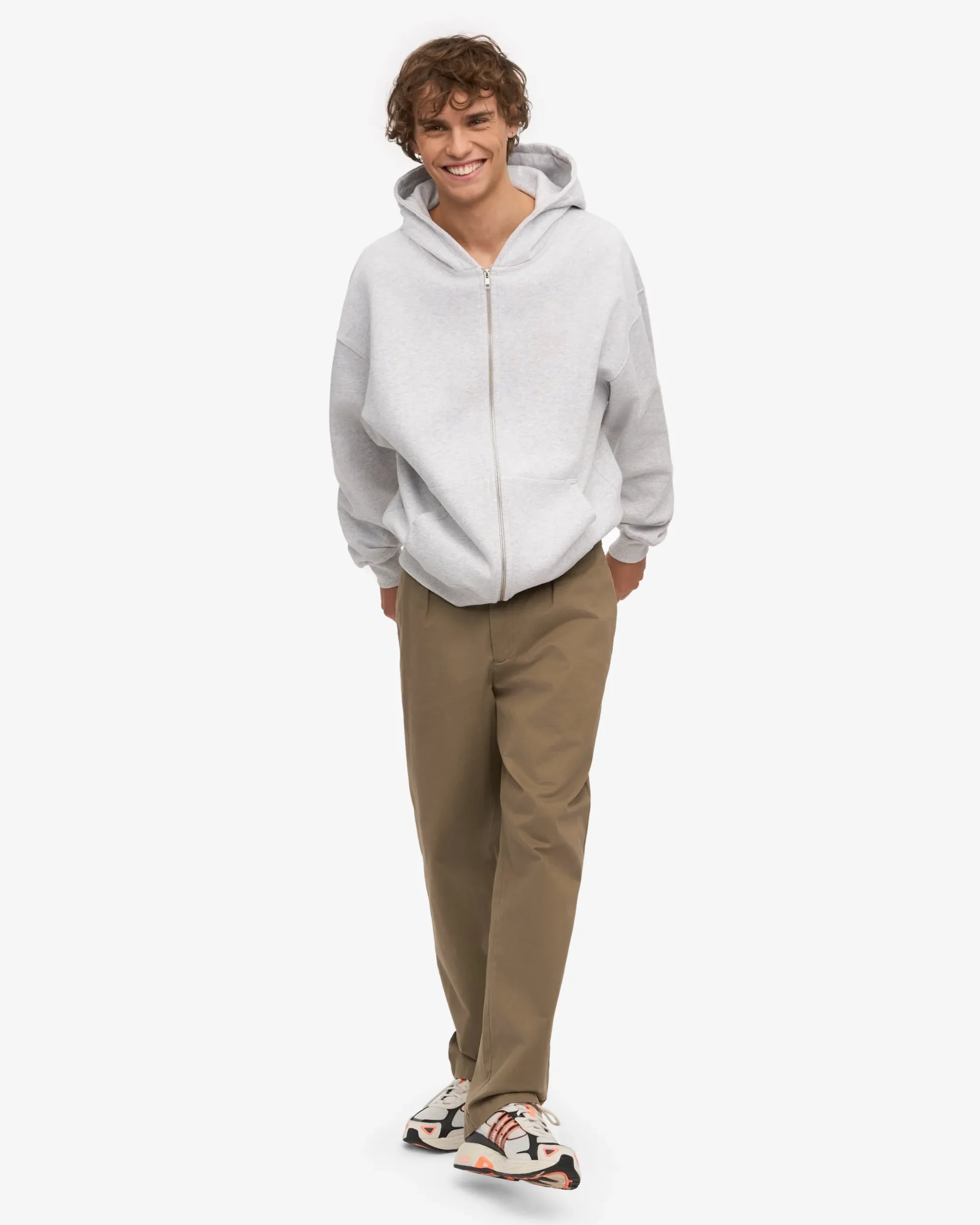 Organic Oversized Zip Hood - Snow Melange